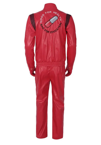 Akira: Shotaro Kaneda Men Cosplay Costume Capsule Embroidered Red Leather Biker Jacket Halloween Party Full Set Outfit