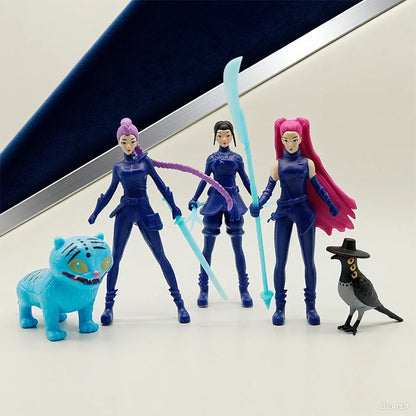 5pcs Anime Kpop Demon Hunters Derpys Tiger Ranimeumi Mira Zoey Sussy PVC Action Figure Toys  Anime Figurine Doll For Fans Gift