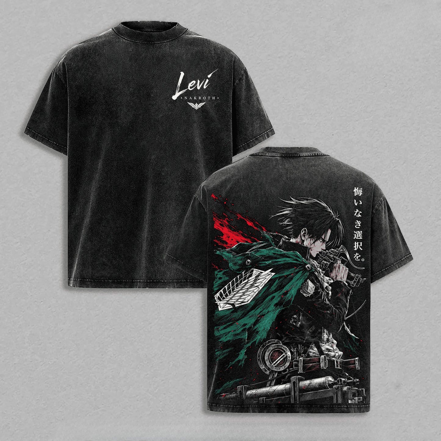 Attack on Titan: Rival Ackerman T-shirt Manga Vintage Washed T Shirt Men Clothing Summer Casual Short Sleeve Cotton Tees Clothes