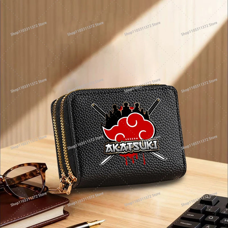Naruto: Leather Wallet Cute Cartoon Printed Bags Fashion Zipper Short Coin Purse Multi-slot Bank Card Storage Bag Birthday Gift