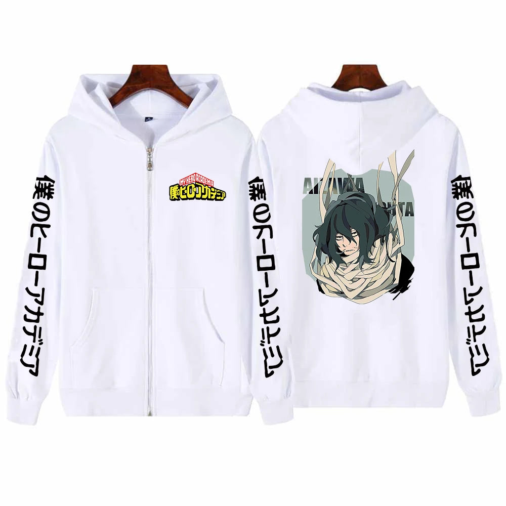My Hero Academia: Shouta Aizawa Cool Cartoon Men Zipper hoodies Boku no Hero Academia Manga Streetwear Winter Zipper coats