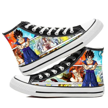 Dragon Ball:  Hand-painted graffiti printing men's high-top canvas shoes goku