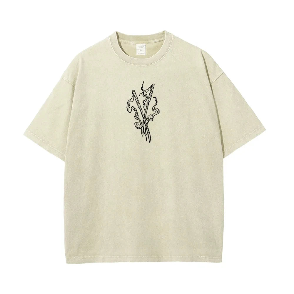 Demon Slayer: Men's Women's Washed T-Shirt Inosuke Hashibira Summer Spring Anime Tee Retro Distressed High Quality Short Sleeve