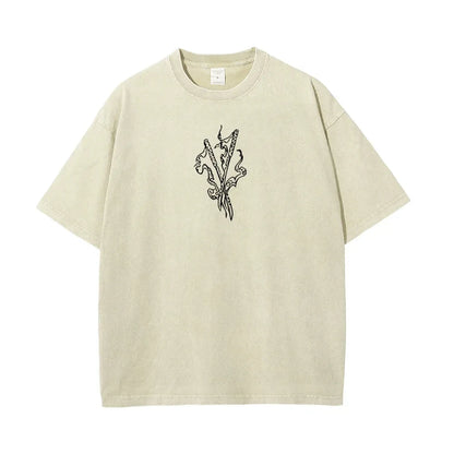 Demon Slayer: Men's Women's Washed T-Shirt Inosuke Hashibira Summer Spring Anime Tee Retro Distressed High Quality Short Sleeve