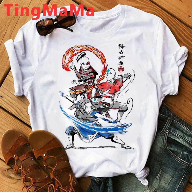 Avatar The Last Airbender: T Shirt Women Kawaii Anime Appa Tshirt Funny Cartoon Avatar Graphic Tees Fashion Unisex T-shirt