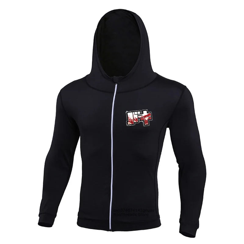 Baki: Print Fitness Running Jackets for Men Sports Athletic Hooded Coats Quick Dry Stretch Outwear Long Sleeve Zip Up Tops