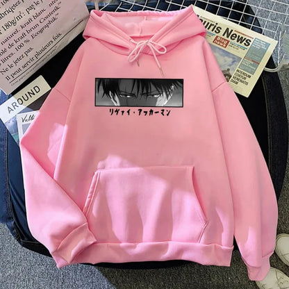 Attack On Titan: Hoodies Levi Ackerman Printed Tops Casual Harajuku Sweatshirts Loose Pullover