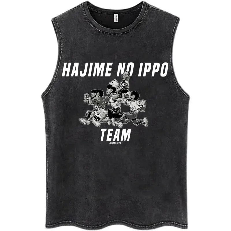 Hajime No Ippo: Kamogawa Boxing Gym Washed Tops Men Makunouchi Takamura KGB Oversized Cotton Sleeveless Male T Shirts