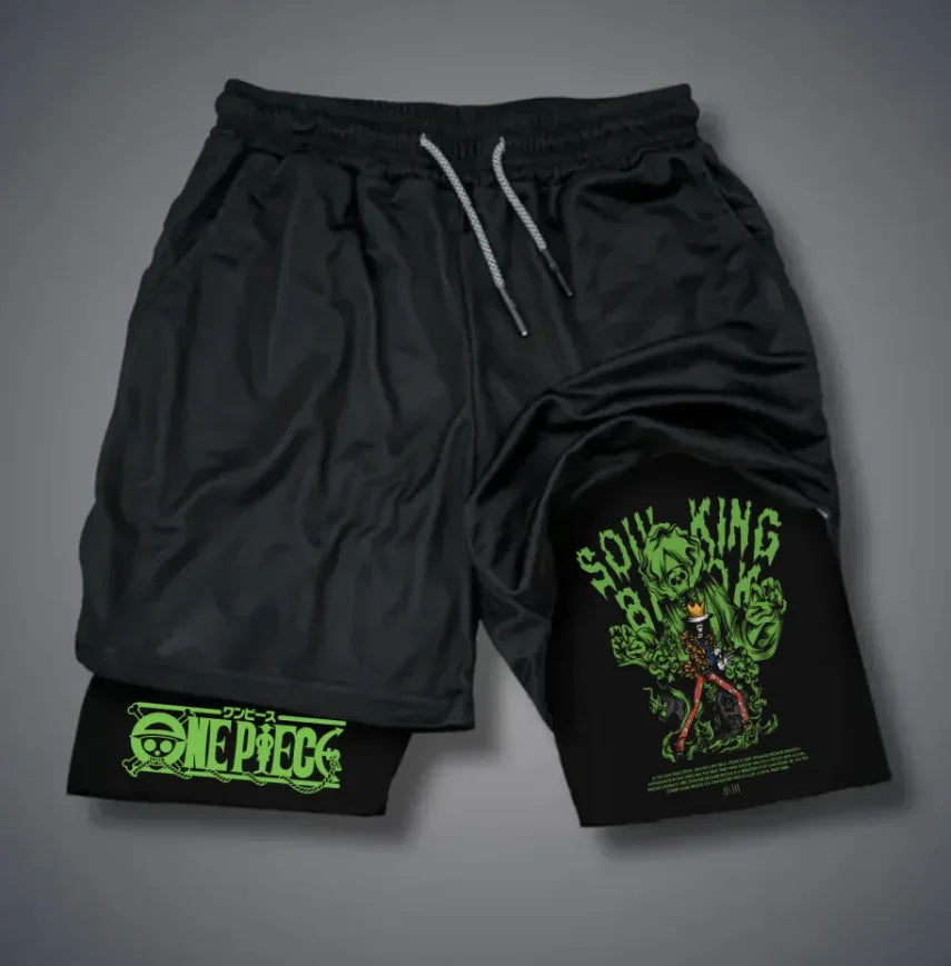 One Piece: official character printed shorts, retro Y2K anime beach shorts, quick-drying fabric, fitness and jogging