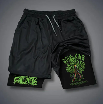 One Piece: official character printed shorts, retro Y2K anime beach shorts, quick-drying fabric, fitness and jogging