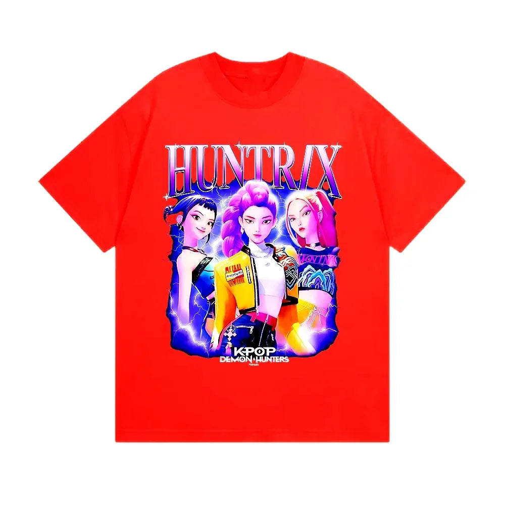 Huntrix Kpop Demon Hunters Movie 2025 Graphics T Shirts Men Women's High Quality Fashion Oversized Cotton T-shirt Harajuku Tops