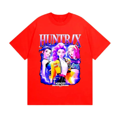 Huntrix Kpop Demon Hunters Movie 2025 Graphics T Shirts Men Women's High Quality Fashion Oversized Cotton T-shirt Harajuku Tops