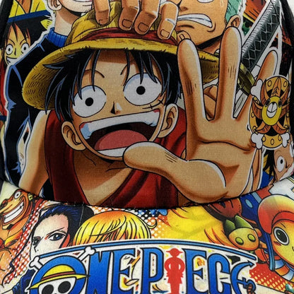 One Piece: Anime Baseball Cap Adjustable Print Summer Sun Hat Luffy Cartoon Cotton Breathable Beach Cosplay Flat Hats Kids Toys