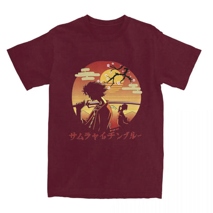 Samurai Champloo: Mugen And Jin T Shirts 100% Cotton Clothing Novelty Short Sleeve Round Neck Tees Plus Size T-Shirt