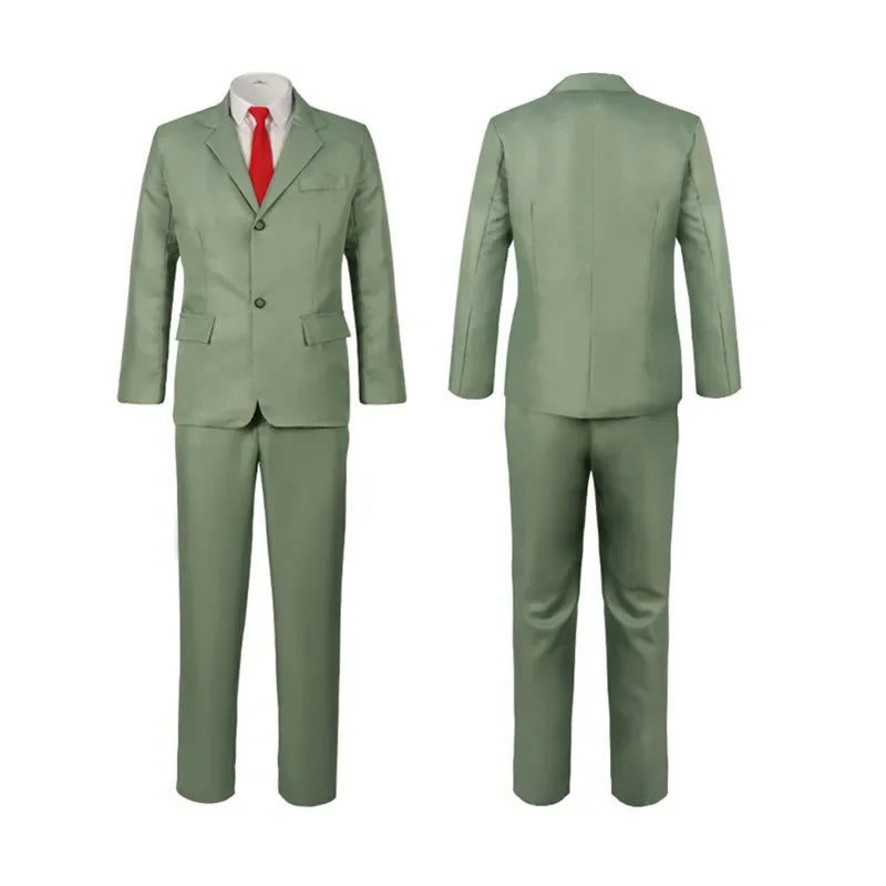 Spy x Family: Loid Forger Cosplay Costume Set Men Light Green Suit Twilight Outfit Shirt Pants Vest Red Tie Halloween