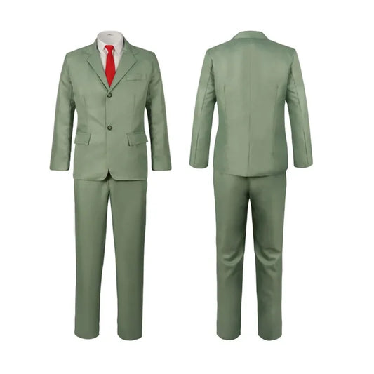 Spy x Family: Loid Forger Cosplay Costume Set Men Light Green Suit Twilight Outfit Shirt Pants Vest Red Tie Halloween