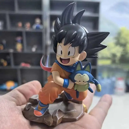 Dragon Ball: Childhood Little Goku Hugs Puer Ya Mu Tea Little Follower Figures Doll Pvc Model Statue Collection Toys Ornamen Gift