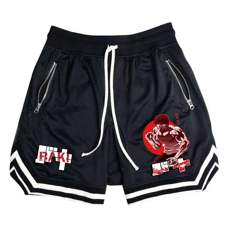 Baki Hanma: Active Athletic Shorts for  Print Breathable Quick Dry Basketball Shorts with Zippered Pockets Gym Fitness