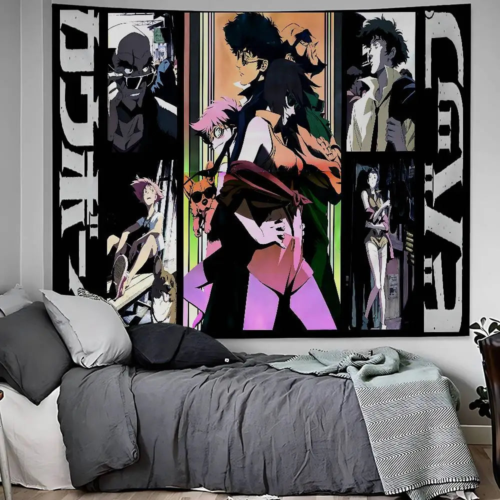 Cowboy Bebop: Anime Hanging Bohemian Tapestry Hanging Tarot Hippie Wall Rugs Dorm Home Decor