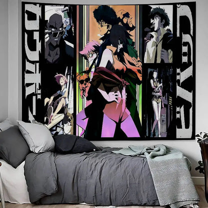Cowboy Bebop: Anime Hanging Bohemian Tapestry Hanging Tarot Hippie Wall Rugs Dorm Home Decor