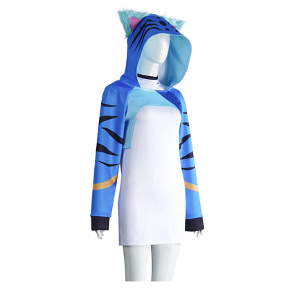 KPop Demon Hunters: Cosplay Costume Women Blue Tiger Hoodie Outfit Idol Style Anime Character Dress Stage Performance Party Event