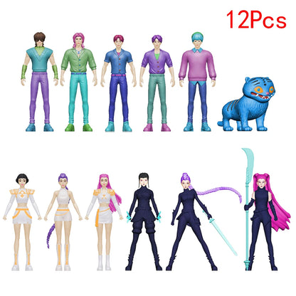 Kpop Demon Hunters Figure Cartoon Kawaii Tiger Rumi Mira Zoey Action Figure PVC Desk Decoration Model Doll Toy Kids Gift