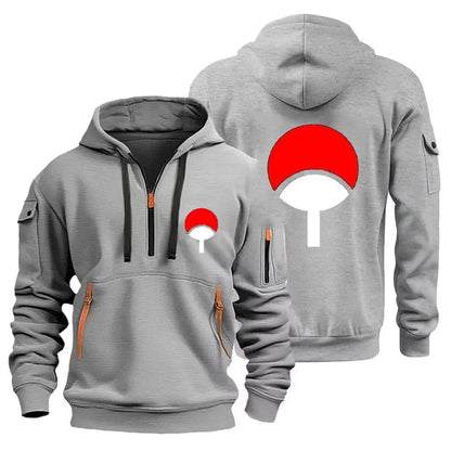 Naruto: Anime Half Zipper Hoodie Casual Versatile Sweatshirt Comfortable Daily Fashion Zip-Up Sweatshirt for Fans