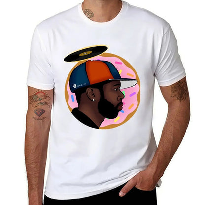 J Dilla: Donuts T-Shirt Basic Solid Color Short Sleeve Cotton Top