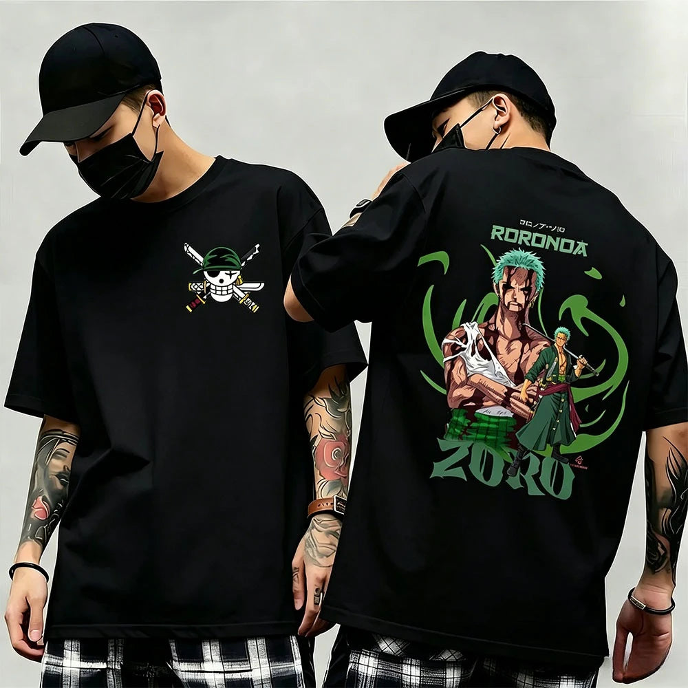 One Piece: Summer New Arrival: Pattern T-shirt, unisex, anime print, casual short-sleeved, fashionable streetwear top, Y2K style.