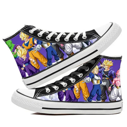 Dragon Ball:  Hand-painted graffiti printing men's high-top canvas shoes goku
