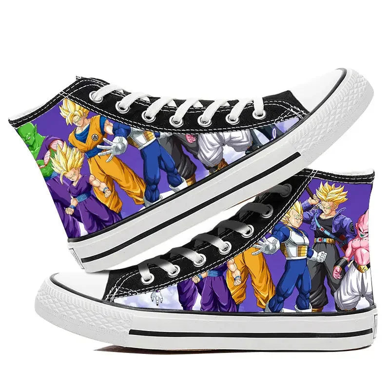 Dragon Ball:  Hand-painted graffiti printing men's high-top canvas shoes goku