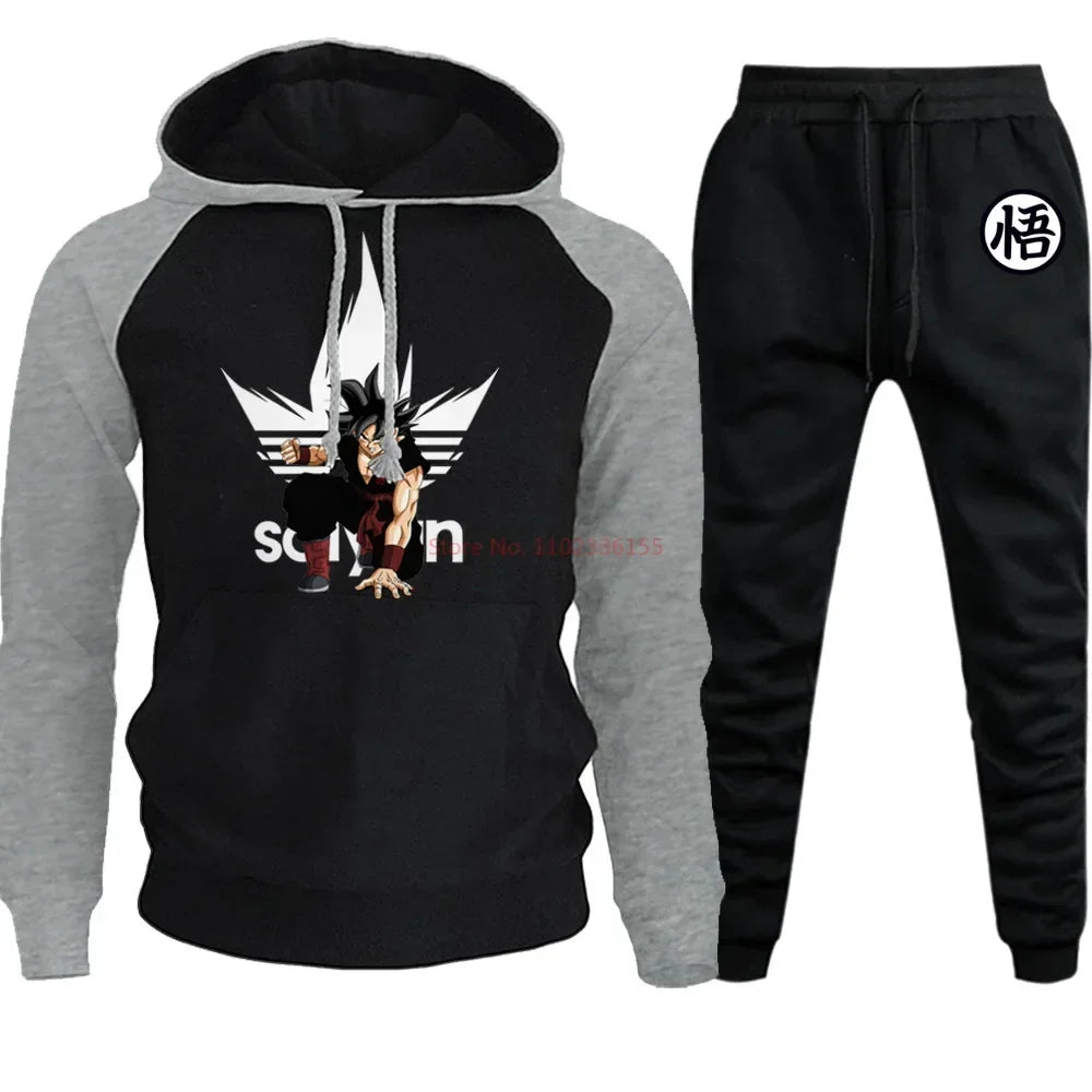 Dragon Ball Z - Hoodie+Pants Set Cartoon Goku Print Hooded Sweatshirt Long Sleeved Casual Sportswear Set Man Clothing Gift