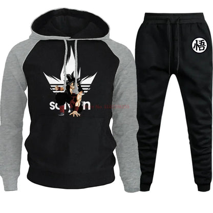 Dragon Ball Z - Hoodie+Pants Set Cartoon Goku Print Hooded Sweatshirt Long Sleeved Casual Sportswear Set Man Clothing Gift