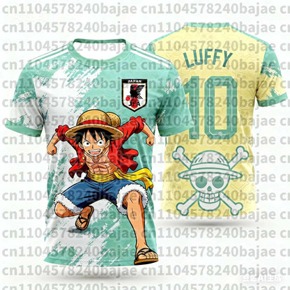 One Piece: Japan Luffy Football Jersey T-shirt Kids Football Special Jersey Kit Adult Men's Quick-Drying Sweatshirt