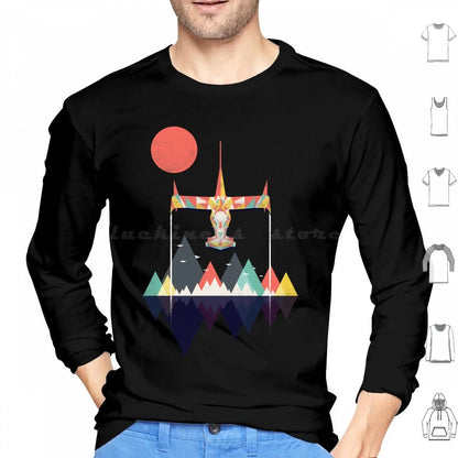 Cowboy Bebop: Swordfish Sunset Hoodie cotton Long Sleeve Sunset Geometric Space Mountains Swordfish Spike Colorful