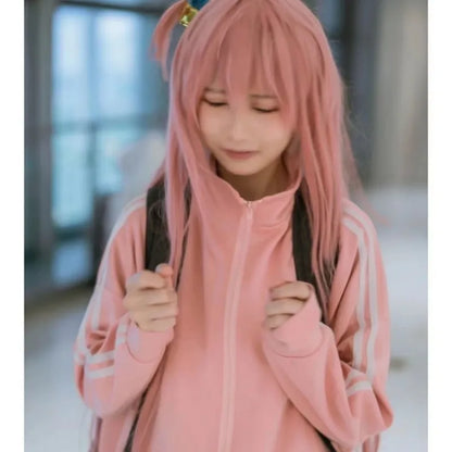 Bocchi The Rock:  Cosplay Gotoh Hitori Costume The Rock Pink School JK Uniform Sportswear Coat Skirt Full Set for Women Girls