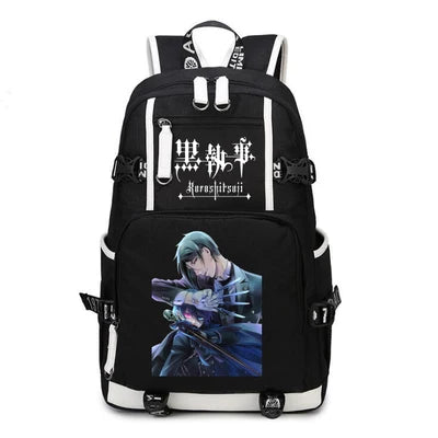 Black Butler: USB Backpack Book Bag Casual Travel Computer Men Women Girl Boys Cosplay Bag Schoolbag Laptop Bags