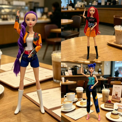 KPop Demon Hunters: Rumi Anime Figure HUNTRX Mira Zoey Action Figure Model Changeable Outfits Ornament Figurines Holiday Gifts