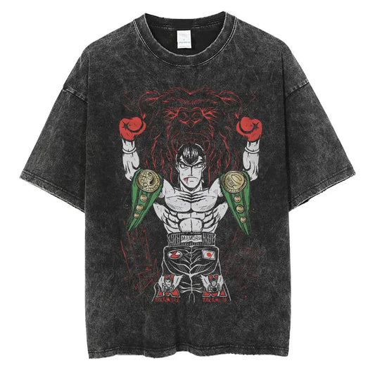Hajime No Ippo: Kamogawa Boxing Gym T-Shirt Makunouchi Takamura Fighting KGB Tshirt Oversized Cotton Summer T-Shirts