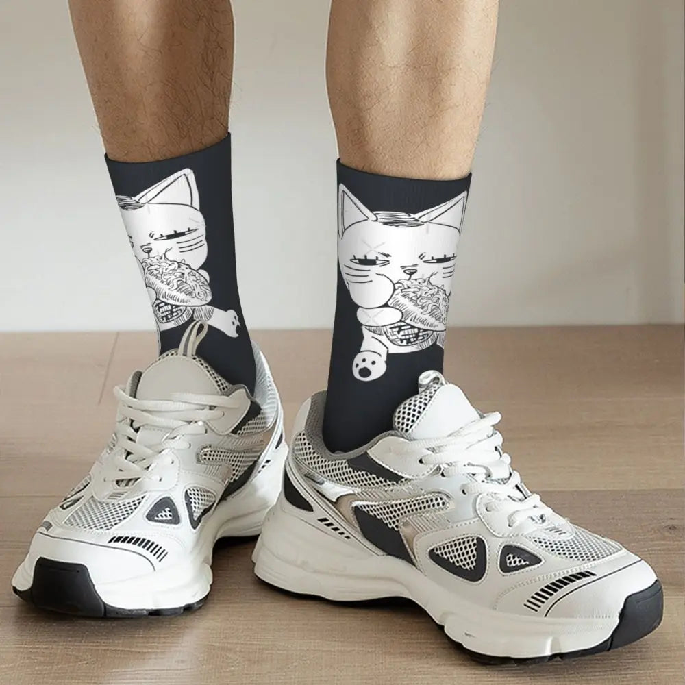 Dandadan: Turbo Cat Retro Okarun Casual Crew Sock Gift Printed