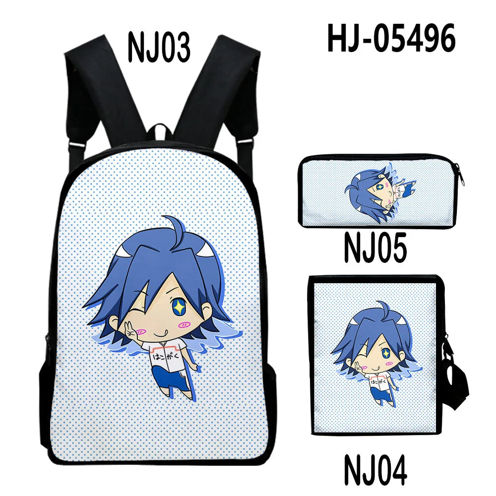 Yowamushi Pedal :3D Print 3pcs/Set pupil School Bags Laptop Daypack Backpack Inclined shoulder bag Pencil Case