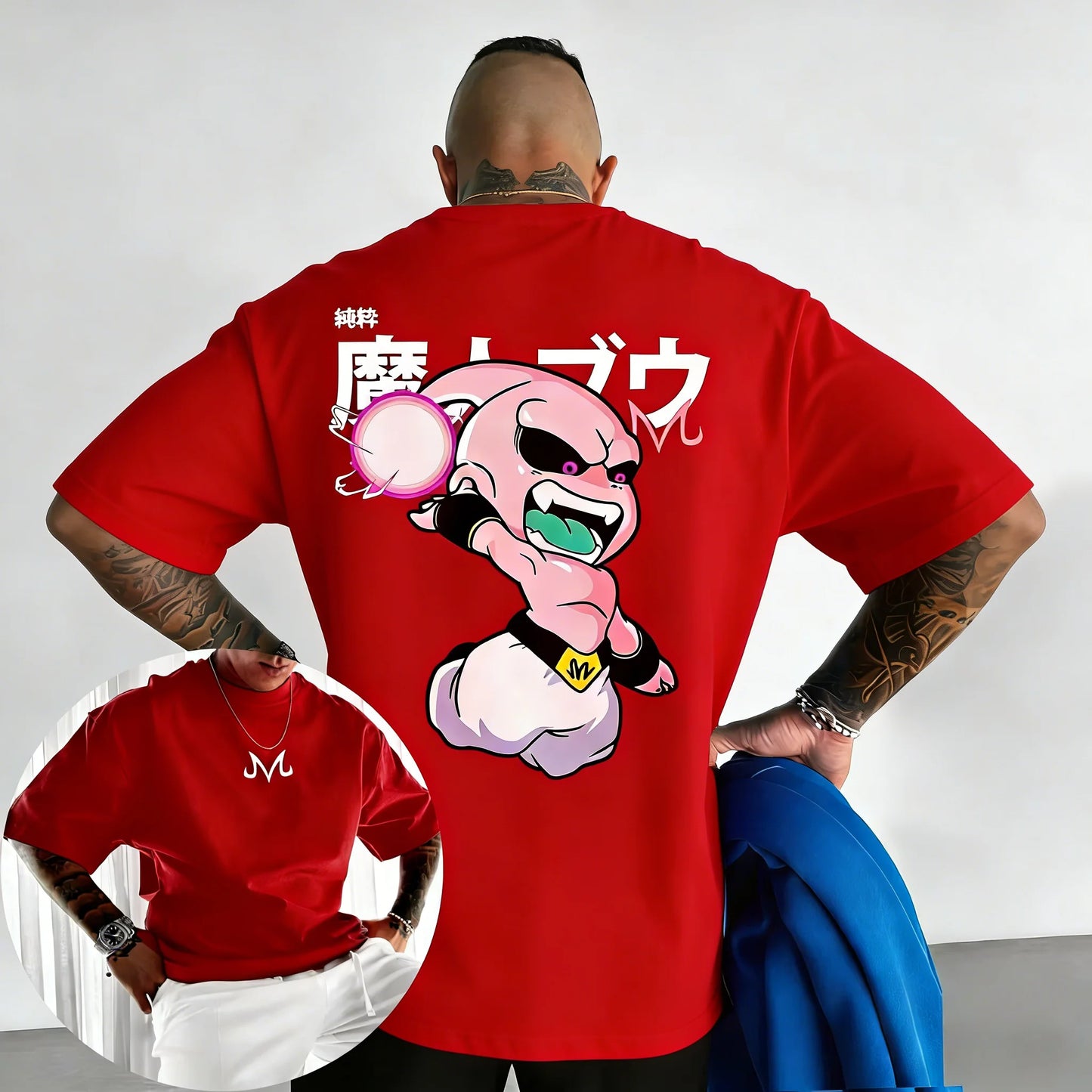 Dragon Ball: Anime Cotton T-shirt Summer New Majin Buu Printed Men's and Women's Street Hip Hop Casual Short Sleeve Top