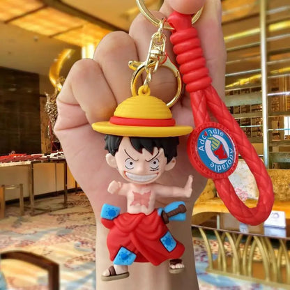 One Piece: Keychain with Cartoon Luffy and Zoro Characters, Ideal for Cosplay Accessories and Gifts