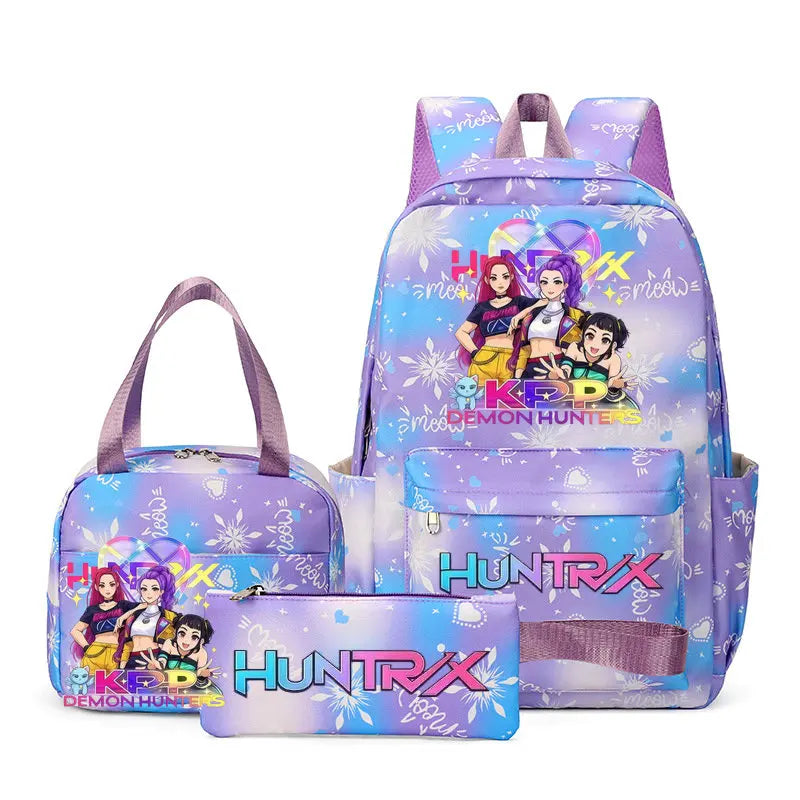 KPop Demon Hunters : Backpack 3pcs set School Bag Lunch Bag Pencil Case Girl Back To School Gift Leisure Mochila Teens Travel Bags