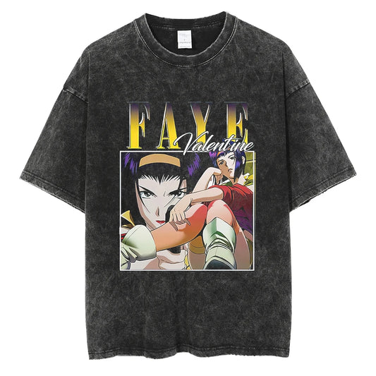 Cowboy Bebop: Graphic Printed T-shirt Men Women Classic Loose Tshirts Harajuku Male Washed Cotton Manga T Shirt
