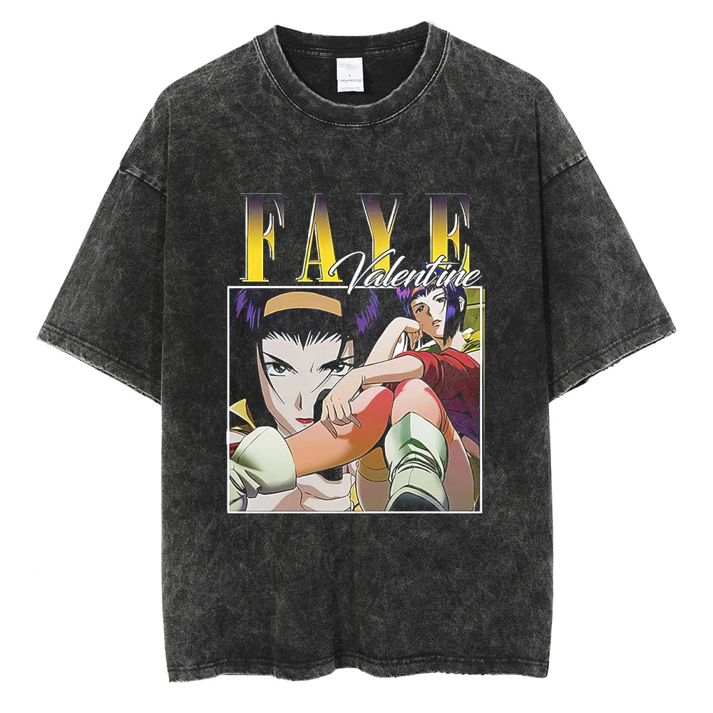 Cowboy Bebop: Graphic Printed T-shirt Men Women Classic Loose Tshirts Harajuku Male Washed Cotton Manga T Shirt