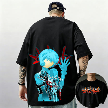 Evangelion: Pattern Street Style Print Short-Sleeve T-Shirt, Y2K Style, Suitable for Both Men and Women