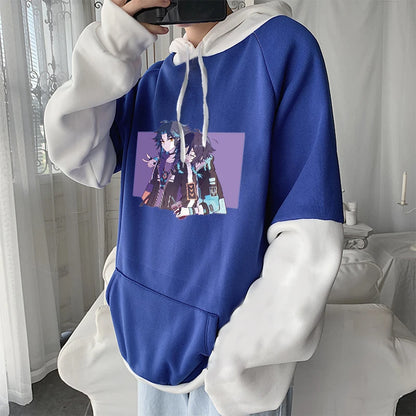 Genshin Impact: Harajuku Game Hoodies Men Xiao Mask Fangs Aesthetic Print Sweatshirt Long Winter Plus Size Streetwear Pullover