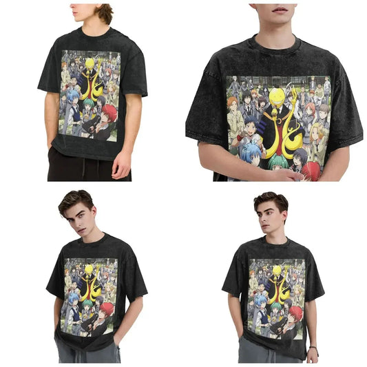 Assassination Classroom: Octopus Koro Sensei Hip Hop Short Sleeve T-Shirts Washed Tops Tees Streetwear T Shirt Printed
