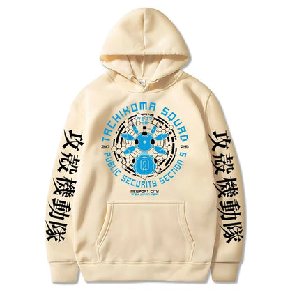 Ghost in The Shell: Retro Hoodie Men Women Long Sleeve Sweatshirt Gits Manga Tachikoma Squad Walker Robots Streetwear